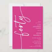 Invitation Quarantième anniversaire Script Forty (Devant)