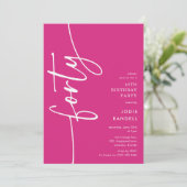Invitation Quarantième anniversaire Script Forty (Debout devant)
