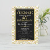 Invitation quarantième Art déco Gatsby d'anniversaire hurlant (Debout devant)
