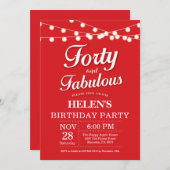 Invitation quarantième Fabuleux rouge d'invitation (Devant / Derrière)
