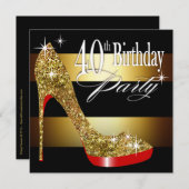 Invitation Quarantième fête d'anniversaire de rayures (Devant / Derrière)