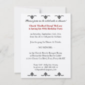 Invitation quarantième Fête d'anniversaire pour lui - voiture (Dos)