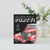 Invitation quarantième Fête d'anniversaire pour lui - voiture (Debout devant)