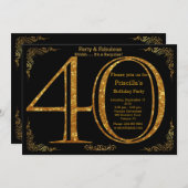 Invitation quarantième, fête d'anniversaire, quarante, (Devant / Derrière)