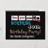 Invitation quarantième Modèle d'invitation de fête (Devant / Derrière)