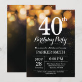 Invitation quarantième Parties scintillantes d'or (Devant / Derrière)