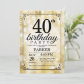 Invitation quarantième Parties scintillantes d'or (Debout devant)