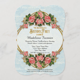 Invitation quarantième Roses de cru de parties scintillantes