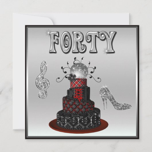 Invitation quarantième Talons hauts d'étincelle de gâteau de (Devant)