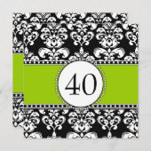Invitation Quarantième vert d'invitations d'anniversaire de (Devant / Derrière)