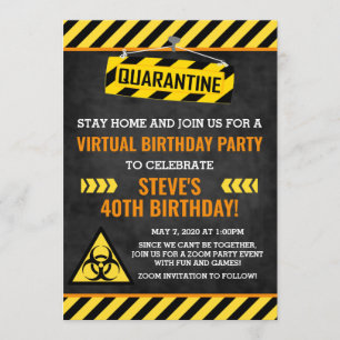 Invitation Quarantine Birthday Invitation, humour adulte amus