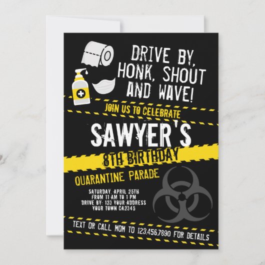 Invitation Quarantine Birthday Parade (Devant)