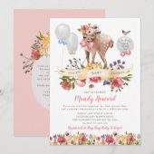 Invitation Quarantine Oh Deer Girl Baby shower virtuel (Devant / Derrière)