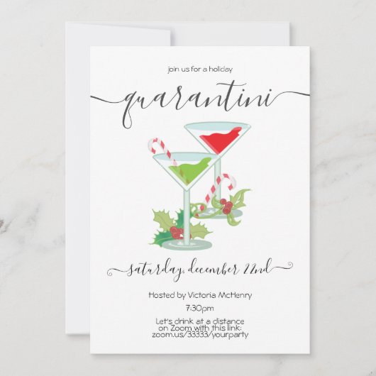 Invitation Quarantini Mistletoe et Martinis (Devant)