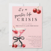 Invitation Quarter Life Crisis Cherry Martini 25e anniversair (Devant)