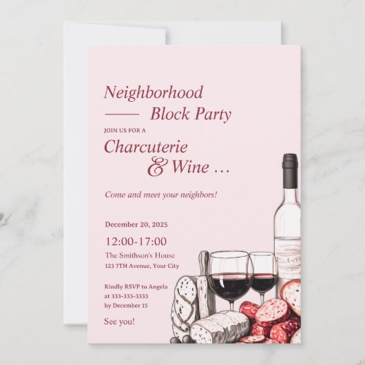 Invitation Quartier Bloc Parti Charcuterie & Vin (Devant)