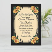 Invitation Quartier français Goth 4 Corner Rose jaune Mariage (Debout devant)