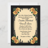 Invitation Quartier français Goth 4 Corner Rose jaune Mariage (Devant)