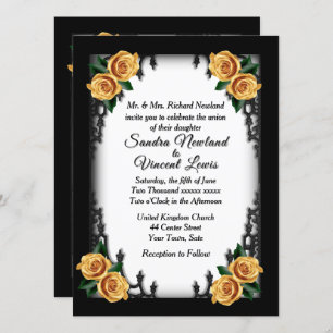 Invitation Quartier français Goth 4 Corner Rose jaune Mariage