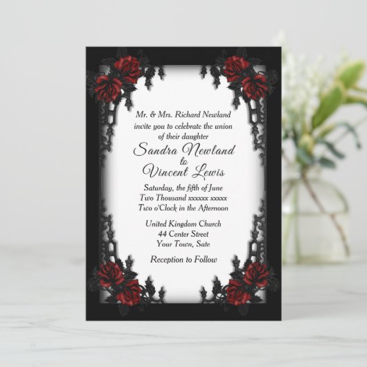 Invitation Quartier français Goth Mariage blanc (Debout devant)