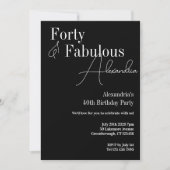 Invitation Quarty Fabty Black and White Birthday Party (Devant)