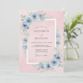 Invitation Quartz Bleuet Ranunculus Eucalyptus Mariage (Debout devant)
