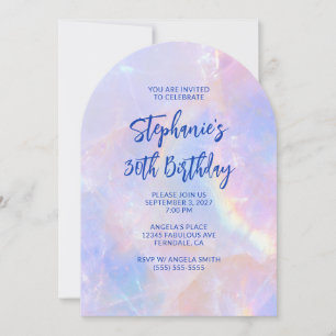 Invitation Quartz Pastel Rose et Bleu 30e Anniversaire