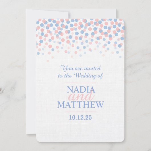 Invitation Quartz rose et sérénité mariage bleu invite (Devant)