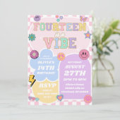 Invitation Quatorteen Est Une Vibe Patch 14th Birthday Party (Debout devant)