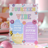 Invitation Quatorteen Est Une Vibe Patch 14th Birthday Party