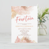 Invitation Quatorze Boho Rose Floral 14e fête d'anniversaire (Debout devant)