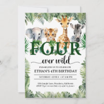 Quatre animaux de la jungle de safari sauvage pour