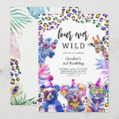 Invitation Quatre Animaux de Safari Sauvages Pour Toujours 4è (Devant / Derrière)