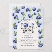 Invitation Quatre anniversaire de enfant de bleuets toujours  (Devant)