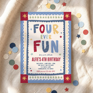 Invitation Quatre ans pour toujours amusant Fantaisiste Garço