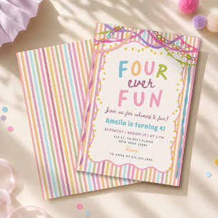 Invitation Quatre ans pour toujours amusante fille anniversai