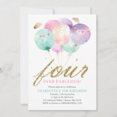 Invitation Quatre ans pour toujours fabuleux Ballon 4e annive (Devant)