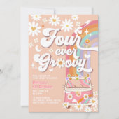 Invitation Quatre ans pour toujours groovy Daisy Rainbow Hipp (Devant)