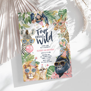 Invitation Quatre ans pour toujours sauvage Jungle Safari