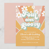 Invitation Quatre ans Super de la marguerite Sunshine (Devant / Derrière)