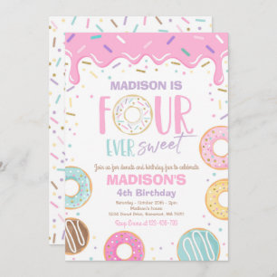 Invitation Quatre beignes toujours sucrées 4e fête d'annivers