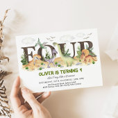 Invitation QUATRE | Boy Dinosaurs 4e fête d'anniversaire