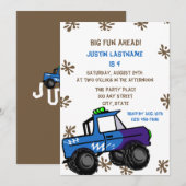 Invitation Quatre Camion à roues Anniversaire (Devant / Derrière)