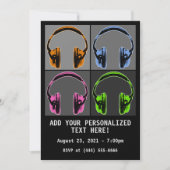 Invitation Quatre casques audio Pop Art (Devant)