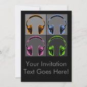 Invitation Quatre Casques Pop Art (Devant)