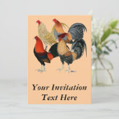 Invitation Quatre coqs de combat (Debout devant)