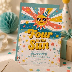 Invitation Quatre dans le soleil Anniversaire 4 ans