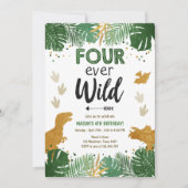 Invitation Quatre Dino Boy Gold Dinosaur (Devant)