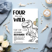 Invitation Quatre Dinosaures Sauvages Fête d'Anniversaire