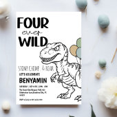 Invitation Quatre Dinosaures Sauvages Fête d'Anniversaire